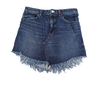 Free People Denim Skirt Womens Size 31 Raw Hem Y2K Boho Bailey Mini